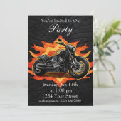 Invitation Flames de moto orange et rouge attend la fête! (Debout devant)