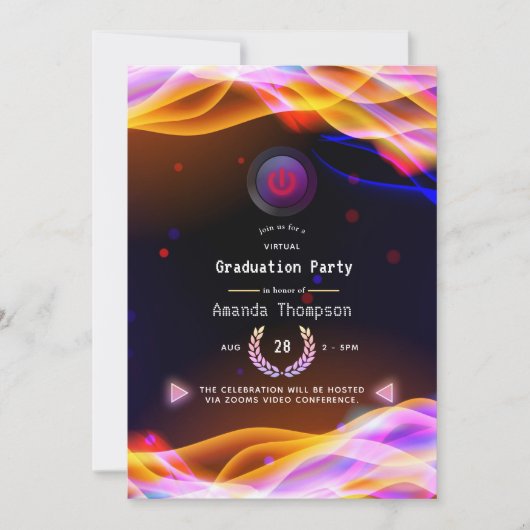 Invitation Flames de Neon Glow Flames Virtual Graduation Part (Devant)