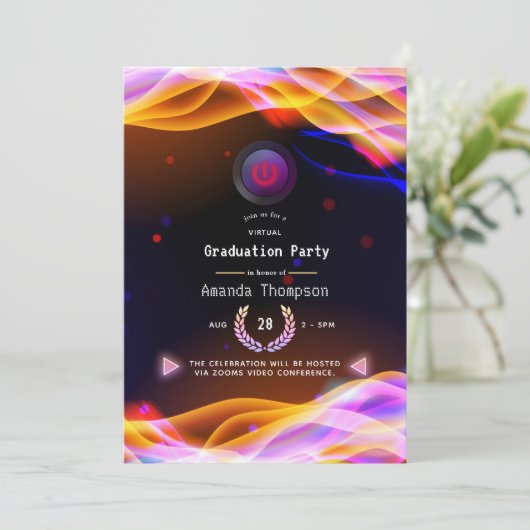 Invitation Flames de Neon Glow Flames Virtual Graduation Part (Debout devant)