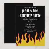 Invitation Flames de rock et de rouleaux Flames Hommes fête d (Devant / Derrière)