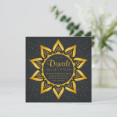 Invitation Flames Diwali Gold et Black Diya (Debout devant)
