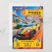 Invitation Flaming Race Car fête d'anniversaire (Devant)