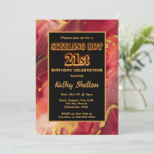 Invitation Flaming rouge et or chaud 21e anniversaire (Debout devant)