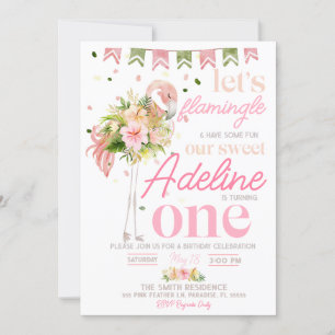 Invitation Flamingle 1er anniversaire Invitation, Flamant ros