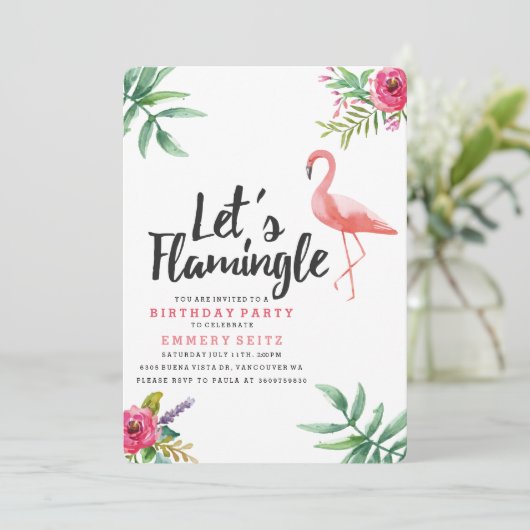 Invitation Flamingle Anniversaire (Debout devant)
