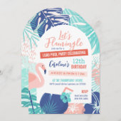 Invitation Flamingle Anniversaire Luau Pool Party (Devant / Derrière)
