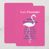 Invitation Flamingle Anniversaire - Rose (Devant / Derrière)