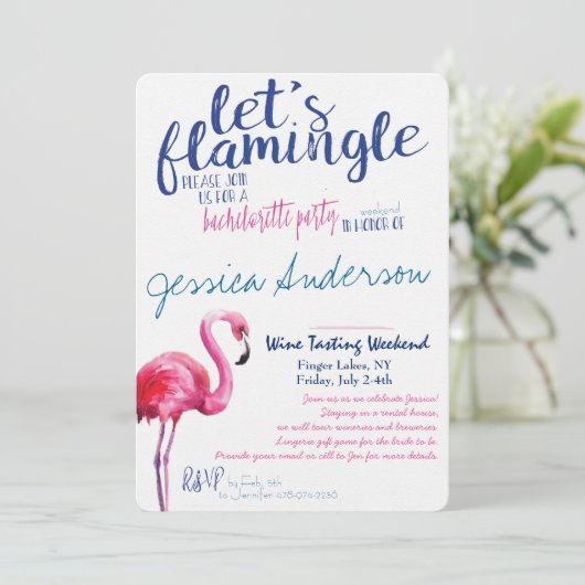 Invitation Flamingle Bachelorette (Debout devant)