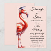 Invitation Flamingle & Celebrate! Flamingo Graduation Party (Devant / Derrière)