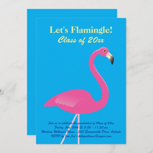Invitation Flamingle Class of 2019 Graduation - Bleu (Devant / Derrière)