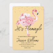 Invitation Flamingle ! Fête des mariées tropicale Bash (Devant / Derrière)