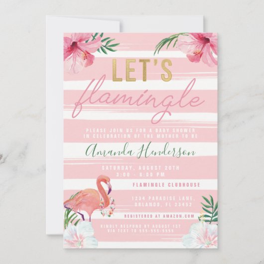 Invitation Flamingle Flamant Rose (Devant)