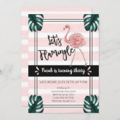 Invitation Flamingle | Flamant rose Anniversaire (Devant / Derrière)
