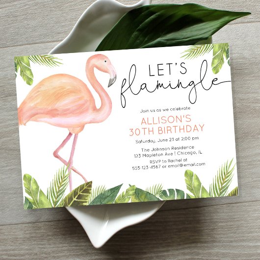 Invitation Flamingle Flamant rose anniversaire fête