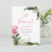 Invitation Flamingle Flamant rose Baby shower tropical (Debout devant)
