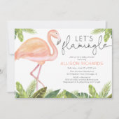 Invitation Flamingle Flamant rose fille baby shower (Devant)