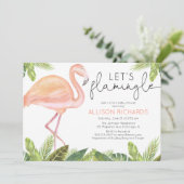 Invitation Flamingle Flamant rose fille baby shower (Debout devant)
