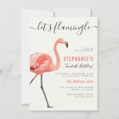 Invitation Flamingle | Flamant rose moderne fête d'anniversai (Devant)