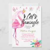 Invitation Flamingle Flamant rose nuptiale douche (Devant)