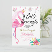 Invitation Flamingle Flamant rose nuptiale douche (Debout devant)