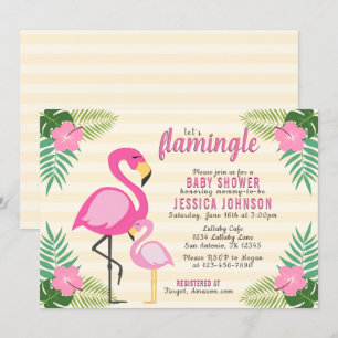 Invitation Flamingle Flamant rose rose Baby shower
