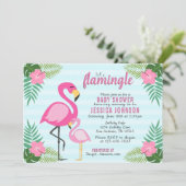 Invitation Flamingle Flamant rose rose Baby shower (Debout devant)