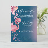 Invitation Flamingle Flamant rose Tropical Rose Anniversaire (Debout devant)