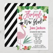 Invitation  Flamingle flamingo avec la fête de fin d'études (Devant / Derrière)