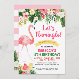 Invitation Flamingle Floral Summer Anniversaire de enfant Par