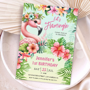 Invitation Flamingle Girls Flamant rose rose fête d'anniversa