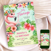 Invitation Flamingle Girls Flamant rose rose fête d'anniversa