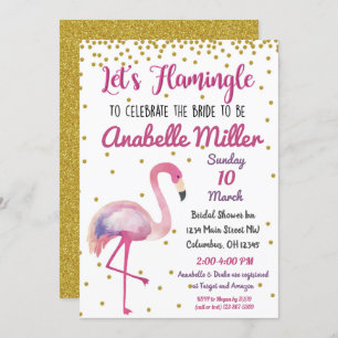 Invitation Flamingle Gold Bridal Shower