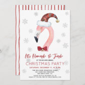Invitation Flamingle & Jingle Père Noël Flamant rose Noël (Devant / Derrière)