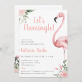 Invitation Flamingle la Fête des mariées florale (Devant / Derrière)