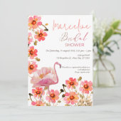 Invitation Flamingle la Fête des mariées florale (Debout devant)