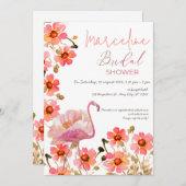 Invitation Flamingle la Fête des mariées florale (Devant / Derrière)