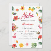 Invitation Flamingle Luau Floral Tropical Summer Anniversaire (Devant)
