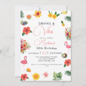 Invitation Flamingle Luau Floral Tropical Summer Anniversaire (Devant)