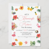 Invitation Flamingle Luau Floral Tropical Summer Anniversaire (Devant)