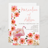 Invitation Flamingle Mariage floral (Devant / Derrière)