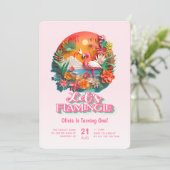 Invitation Flamingle rose 1er anniversaire (Debout devant)