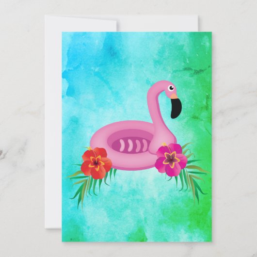 Invitation Flamingle Rose Floral 10e anniversaire Pool Party (Dos)