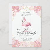 Invitation Flamingle rose Tropical Amusant Bachelorette Itiné (Devant)