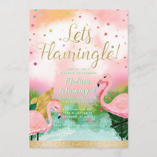 Invitation Flamingle Tropical Pink Flamants roses