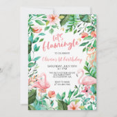 Invitation Flamingle Tropical pour le premier anni (Devant)
