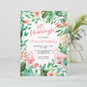 Invitation Flamingle Tropical premier anniversaire flamingo I (Debout devant)
