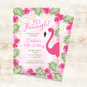 Invitation Flamingle Tropical Rose Floral Anniversaire