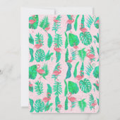 Invitation flamingo art fausse feuille or luau (Dos)
