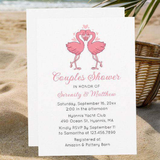 Invitation Flamingo Beach Invite for Couples Bridal Shower