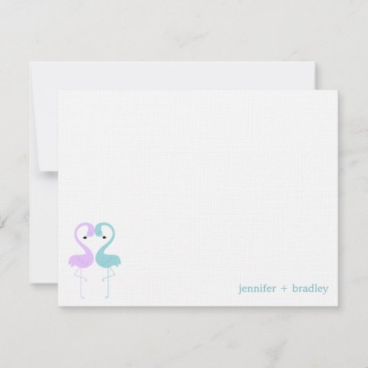 Invitation Flamingo Couple Custom Flat Thank You Notes (Devant)